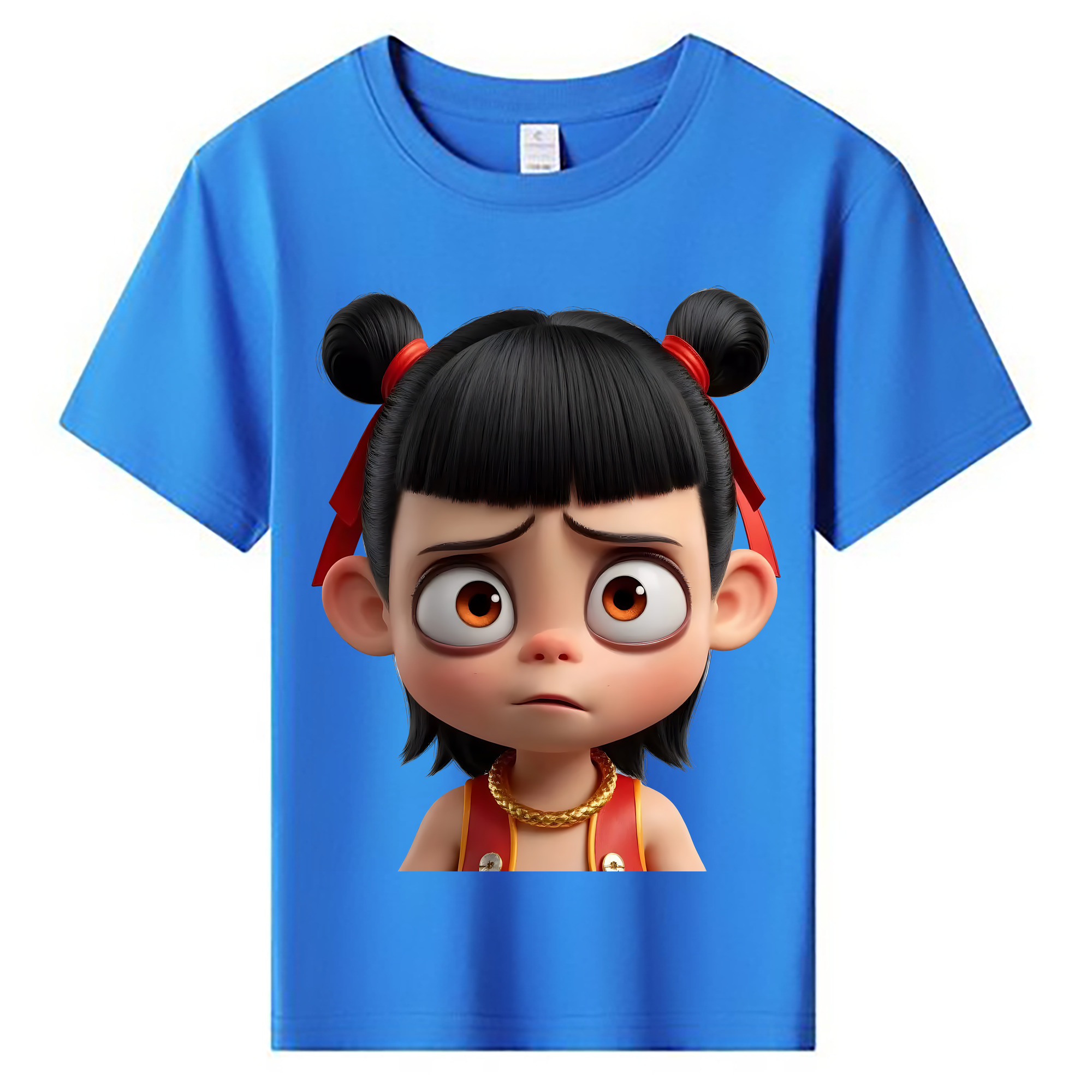（画像用） Ne Zha 2 ナタ 魔童の大暴れ 綿100％キッズTシャツ（フロントプリント）
